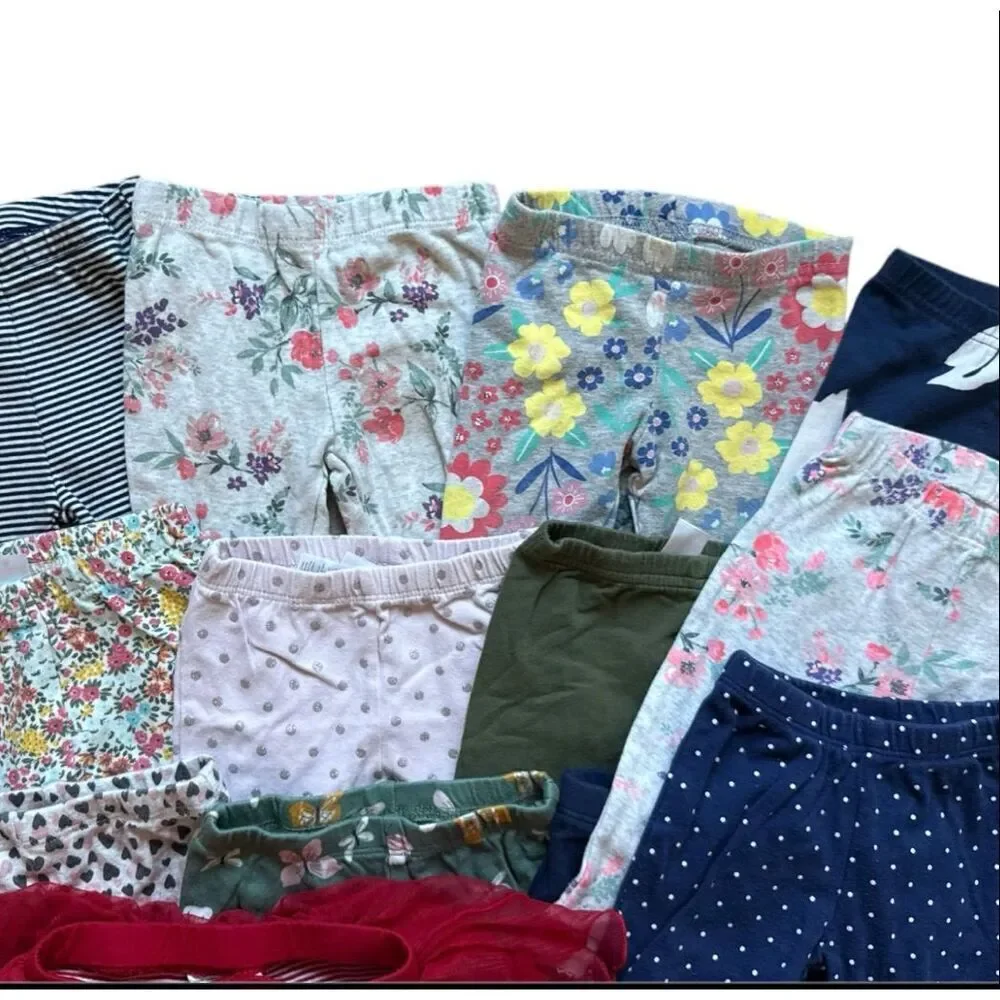 Lot of 13 Carters Baby Girls Leggings Cotton Pants - Sz 6 months